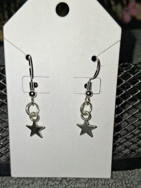 Silver Star Dangle Earrings